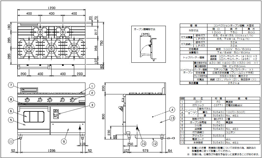 楽天市場】マルゼン ガス式 NEWパワークックガスレンジ RGR-1275XB