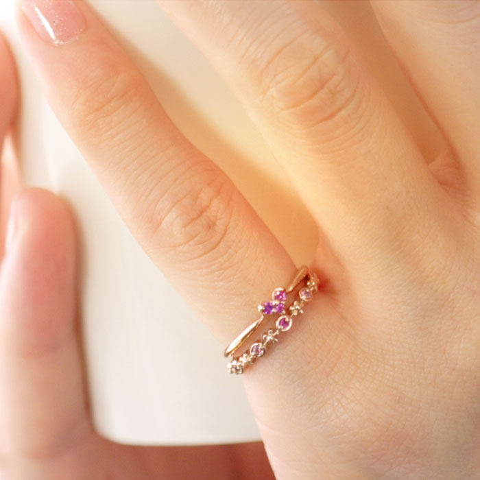 楽天市場】ピンキーリング 9月誕生石 ピンクサファイア K10 K18ピンク