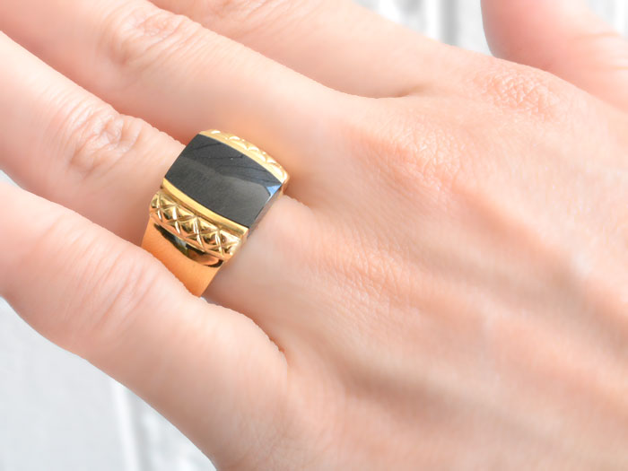 楽天市場】【スーパーセール 10%OFF】 k18 リング オニキス 印台