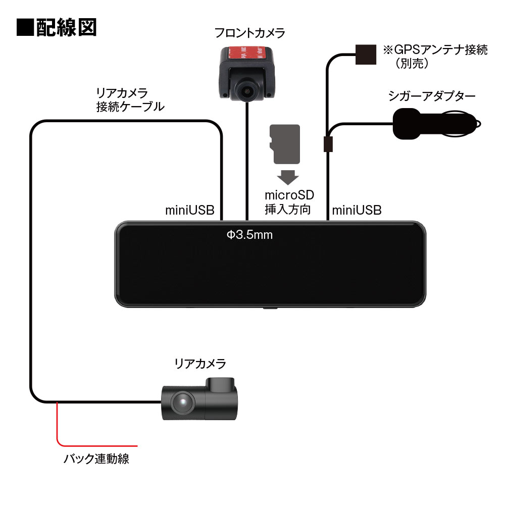楽天市場】マックスウィン 前後2WAY ドライブレコーダー付きデジタル