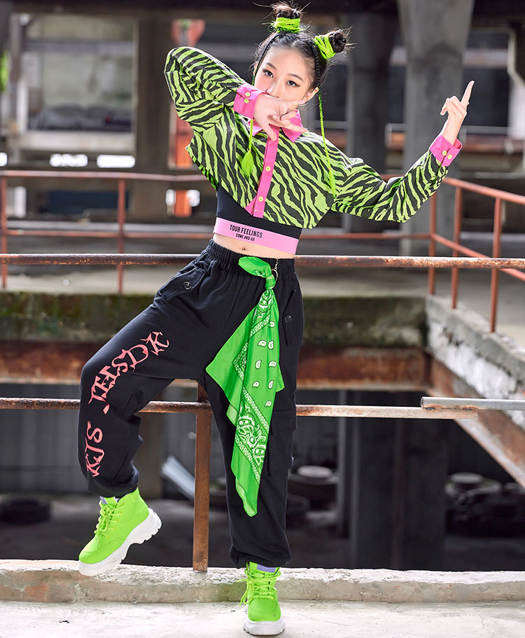 楽天市場】ゼブラ柄 k-pop 衣装 グリーン キッズダンス衣装