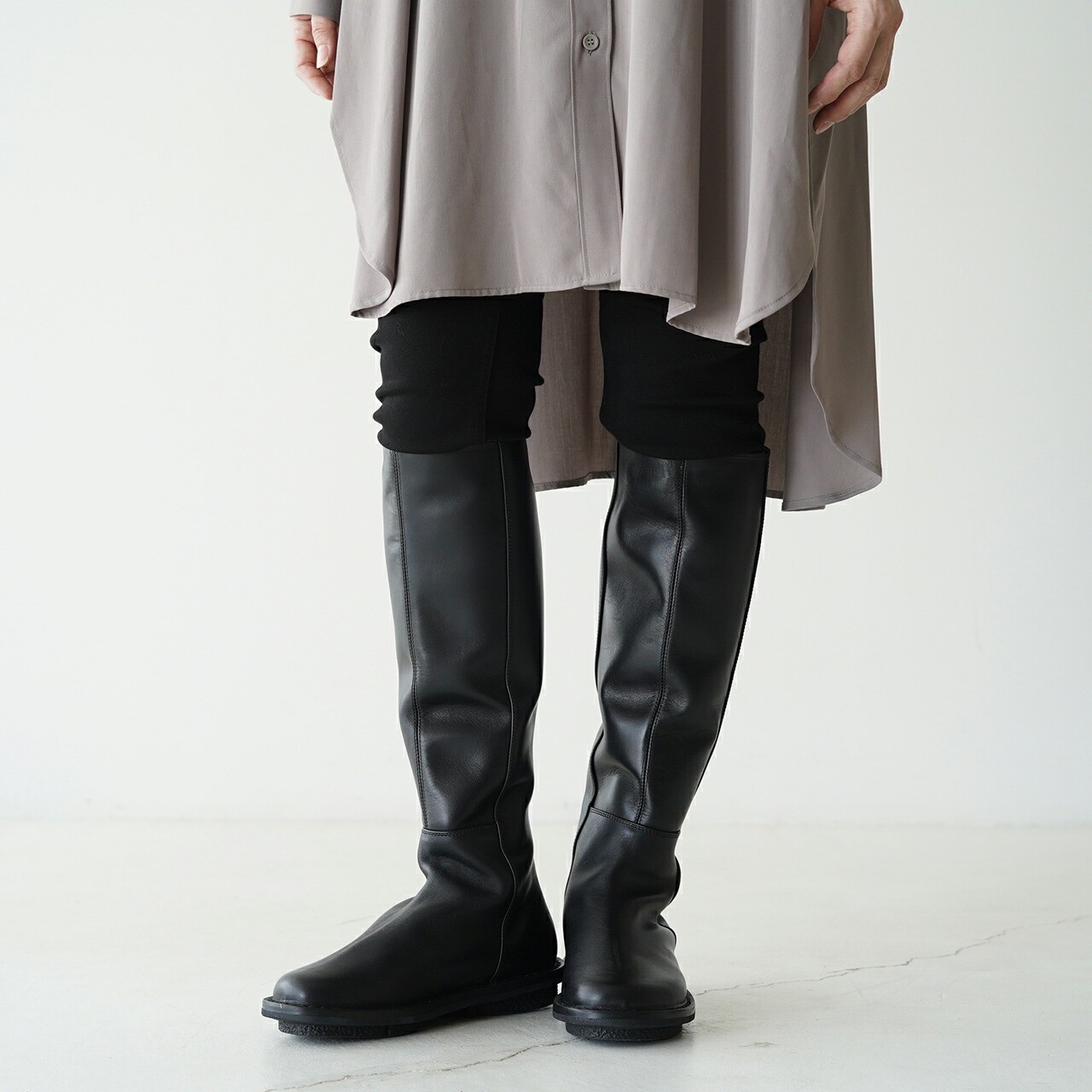 美品】trippen トリッペン ロングブーツ シボ サイドジップ 24㎝ 楽天