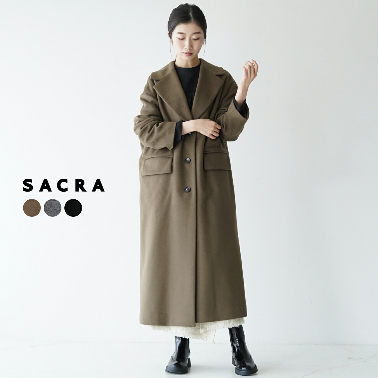 楽天市場】サクラ SACRA ウール カシミア メルトン ロングコート WOOL