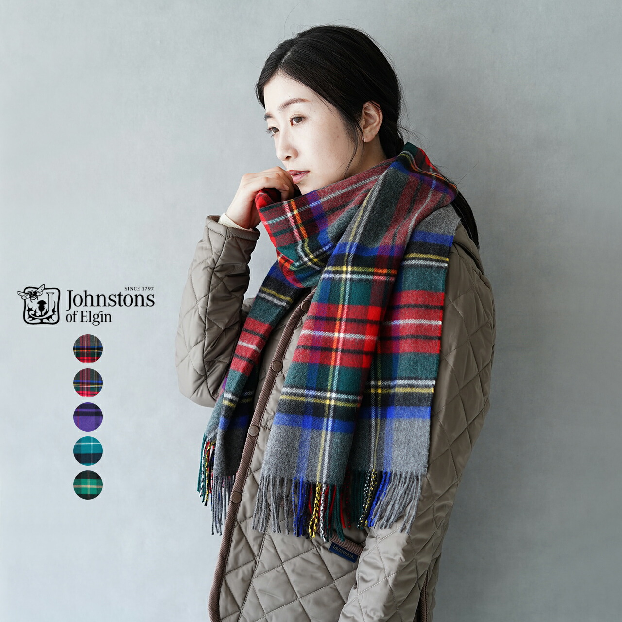 楽天市場】ジョンストンズ Johnstons【日本限定】カシミア チェック柄