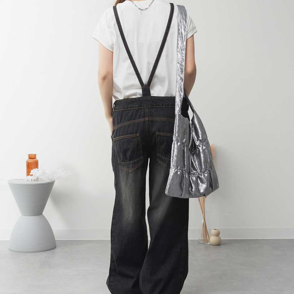 楽天市場】デニムサロペットワイドパンツ・オーバーオールM/L/LL/3L/4L