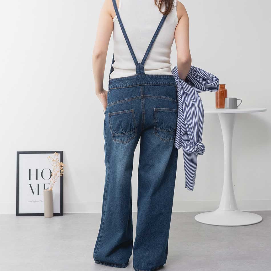 楽天市場】デニムサロペットワイドパンツ・オーバーオールM/L/LL/3L/4L