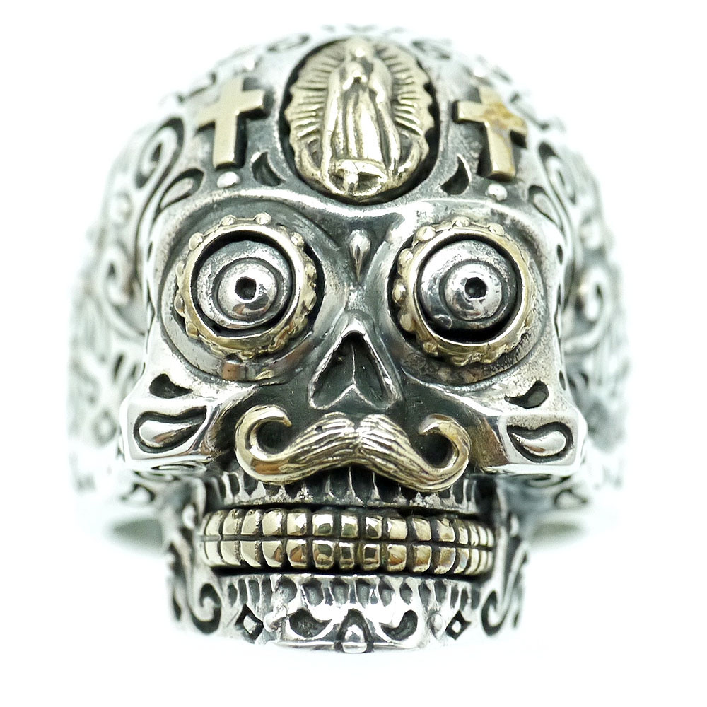 楽天市場】シルバー925 メキシカン スカル リング メンズ b3 [19号 21
