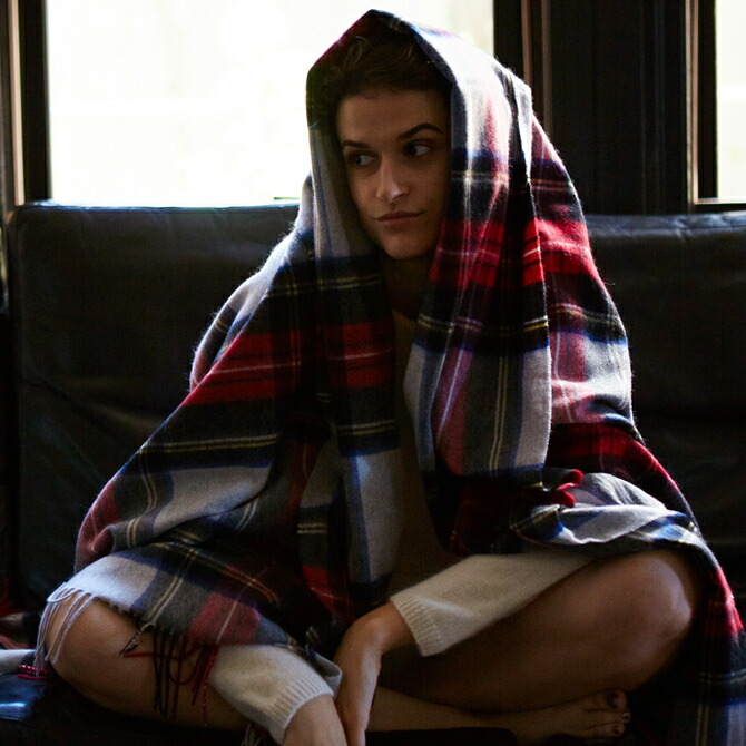 楽天市場】カシミヤ 100% チェックブランケット ビッグストール/2color