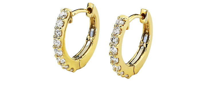 楽天市場】K18中折れ式ダイヤフープピアス(12.5mmハーフエタニティ