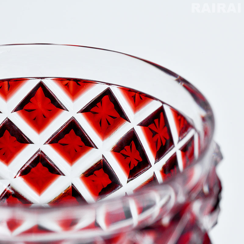 楽天市場】薩摩切子 猪口 大 cut34 紅 復元 島津薩摩切子 薩摩ガラス