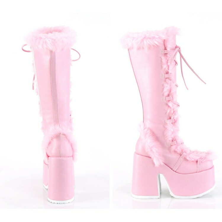 楽天市場】demonia デモニア ロングブーツ 厚底 ブーツ 13cm ヒール 茶