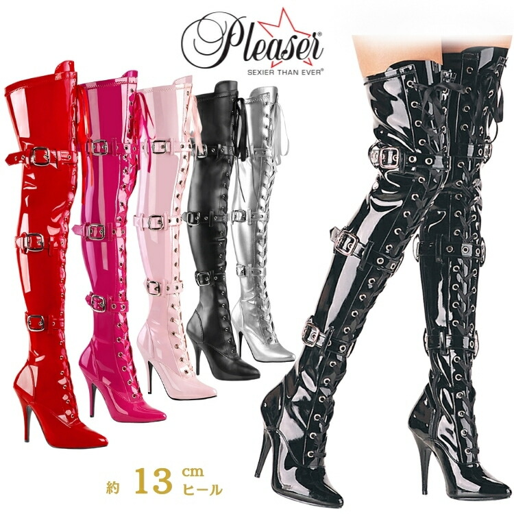 楽天市場】サイハイブーツ Pleaser プリーザー エナメル ニーハイ
