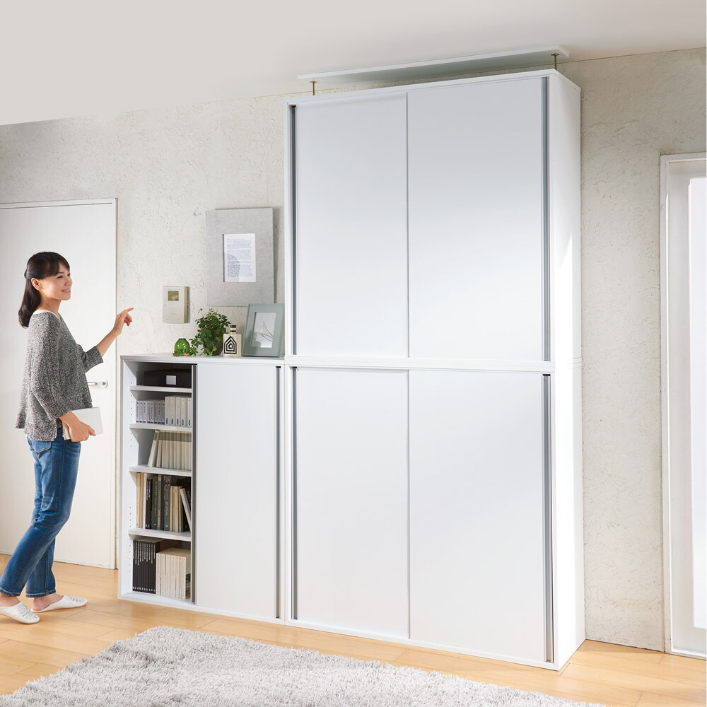 【値下げ応相談】ディノス　扉付き本棚（高さ230×幅100×奥行45） 鍵付き本棚 高さオーダー対応上置き 幅80cm奥行45cm高さ30～80cm（高さ