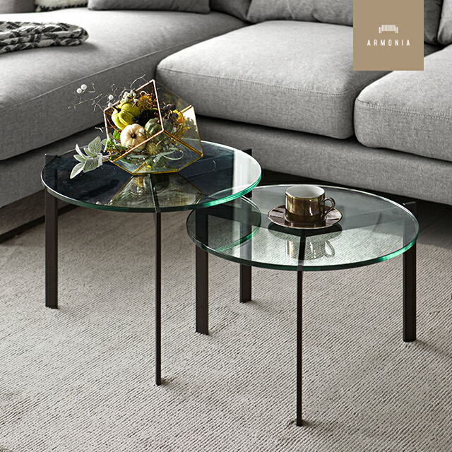 ミッドセンチュリー テーブル ガラス 3段サイドテーブル モダン 机