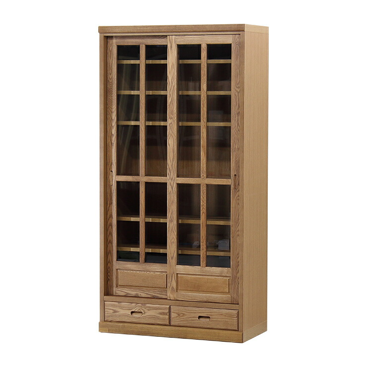 楽天市場】【設置無料】書棚 完成品 幅90cm 引き戸 扉付き 国産 木製