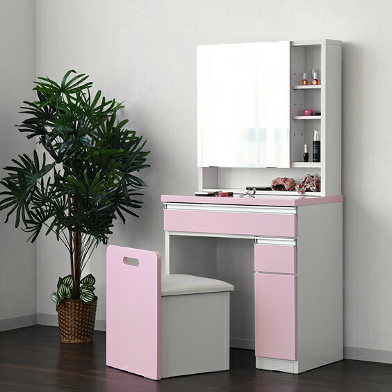 楽天市場】ドレッサー 一面鏡 収納付き 椅子付き モダン ホワイト