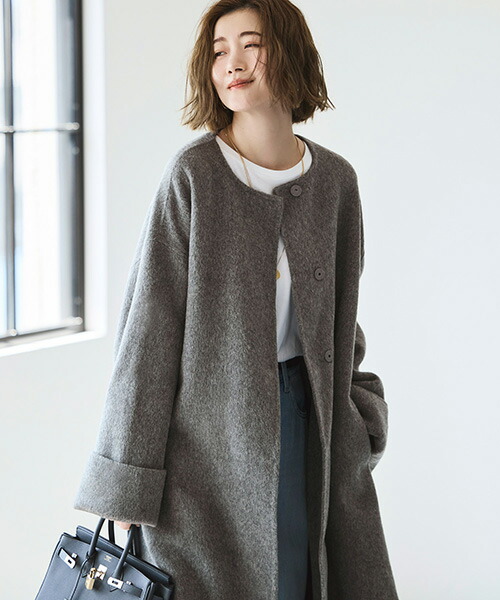 楽天市場】ノーカラーリバーコートの通販