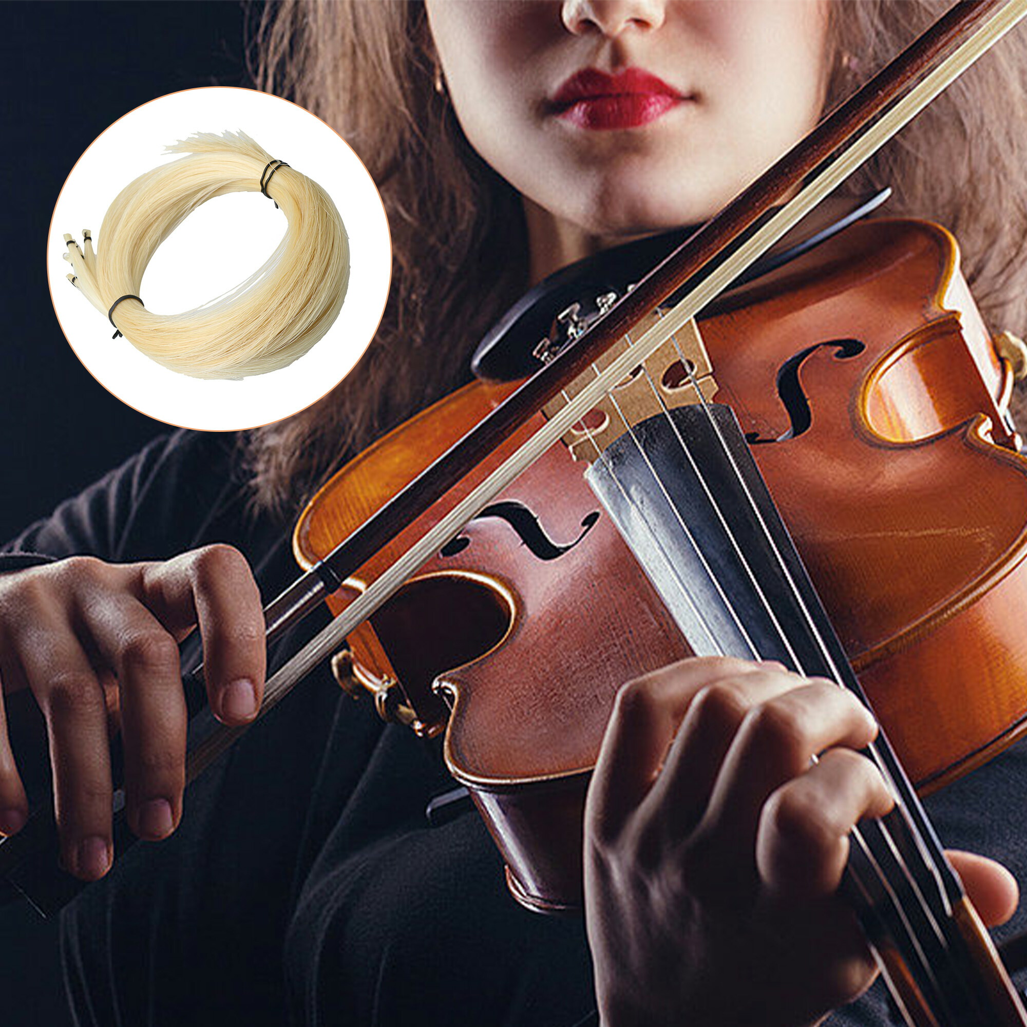 楽天市場】バイオリン弓毛 弓の毛替え用 弦楽器アクセサリ 馬毛製 よい