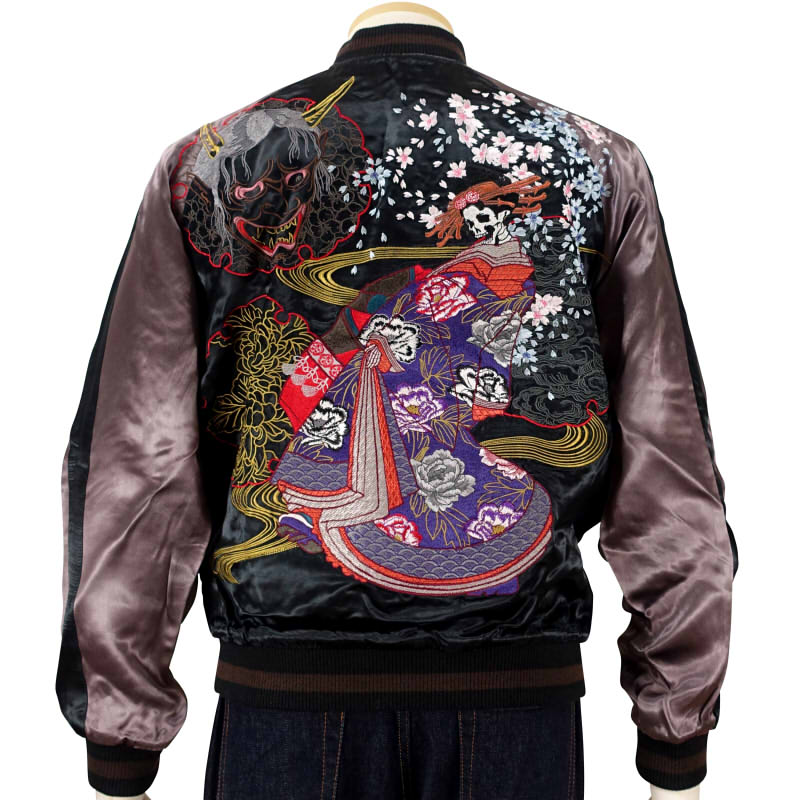 楽天市場】髑髏花魁刺繍スカジャン GKJ-004 satori(さとり) 和柄【送料