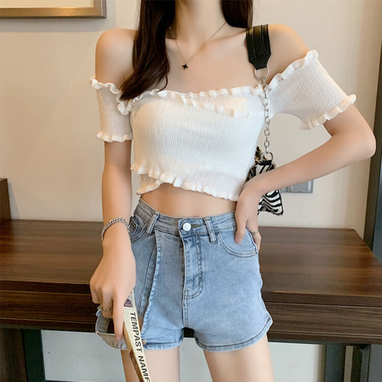 楽天市場】Tシャツ レディース オフショルダー 半袖 ショート丈 へそ