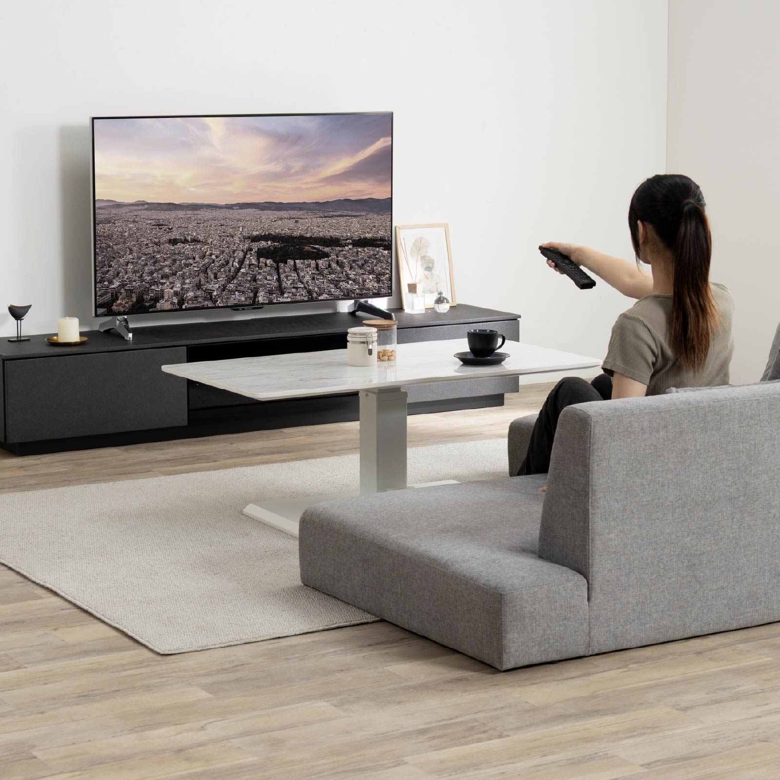 楽天市場】【5%OFFｸｰﾎﾟﾝ配布中】 ローテーブル 昇降テーブル 白