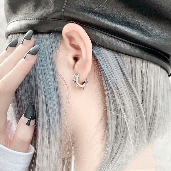 楽天市場】【送料無料】 ピアス スタッズ フープピアス 片耳用 棘