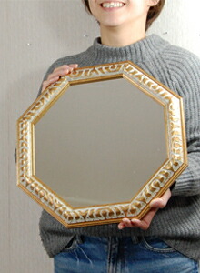 楽天市場】ゴールドオクタゴン 八角ミラー 壁掛け鏡 縁起の良い八角形