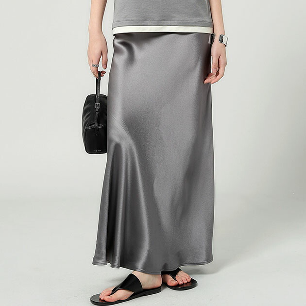 楽天市場】ソリッドカラー サテン マーメイド ロング スカート 女性
