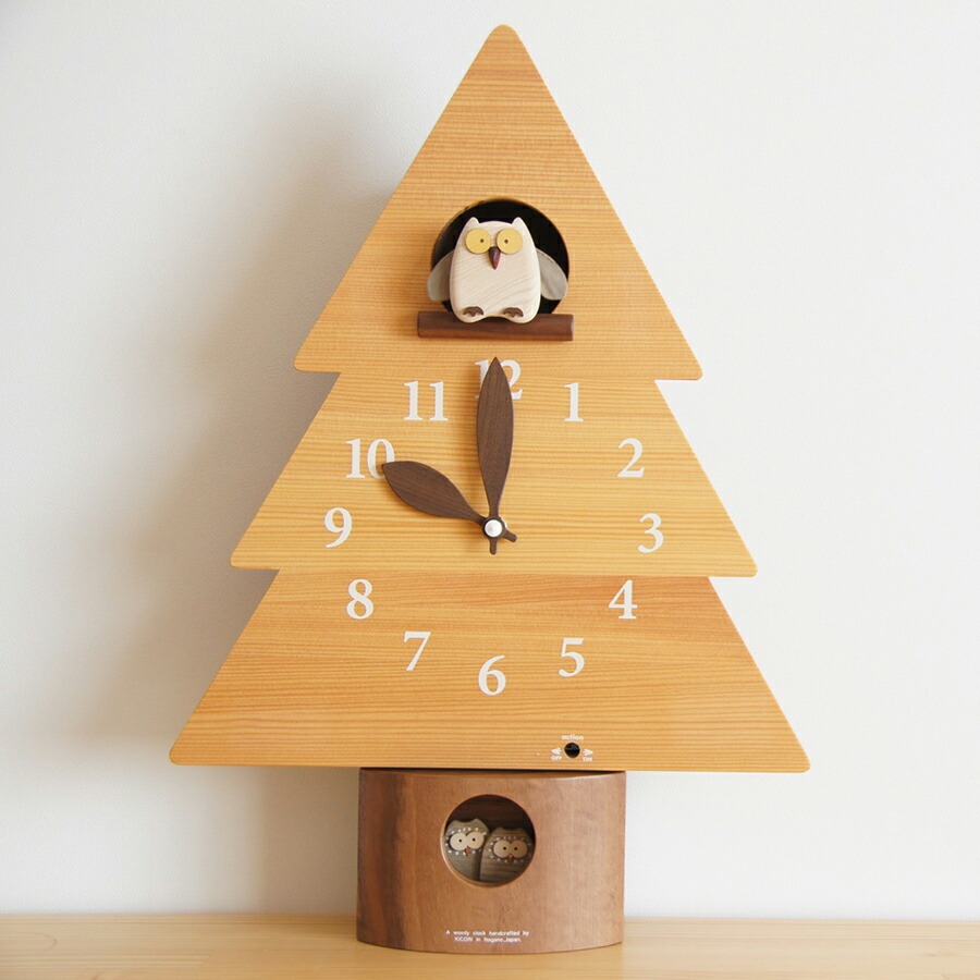 楽天市場】KICORI 森のフクロウ時計（カッコー時計） k307（木製