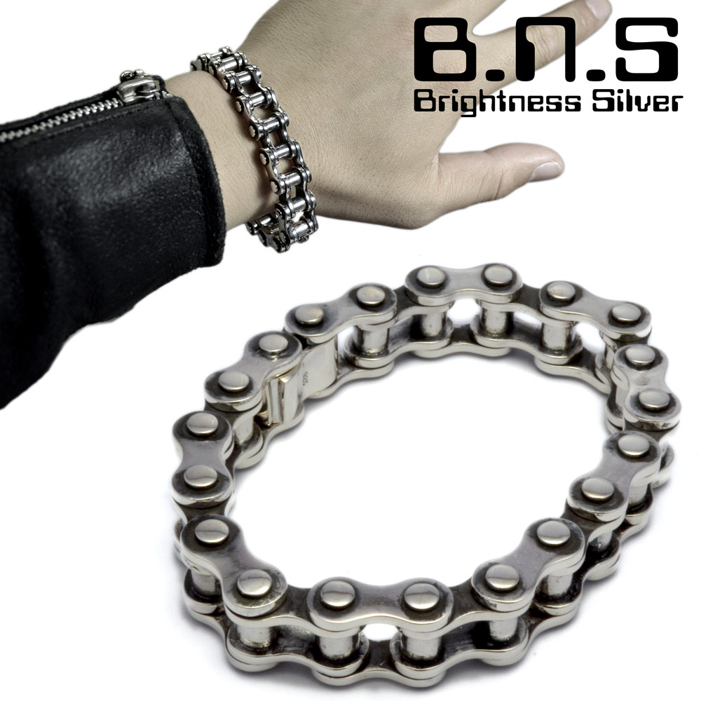 楽天市場】高品質！バイクチェーンブレスレットLシルバー925 (ドライブ
