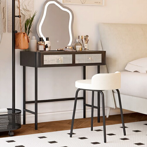 楽天市場】ドレッサー ラタン編み風 化粧台メイル台 化粧机 メーク台