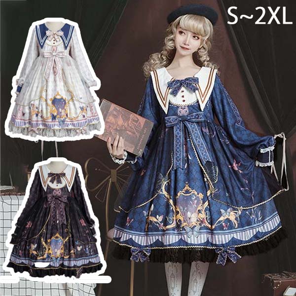 楽天市場】ロリータ クラロリ ワンピース ゴスロリ 病みかわ デカ襟 A