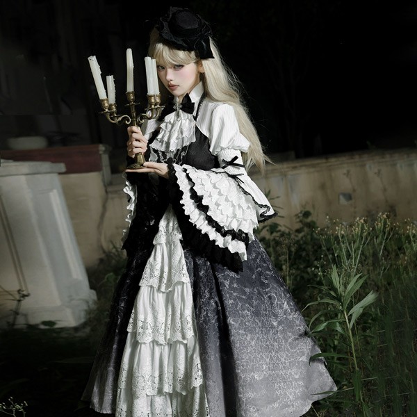 楽天市場】ワンピース ロリータ ハロウィン リボン ミモレ丈