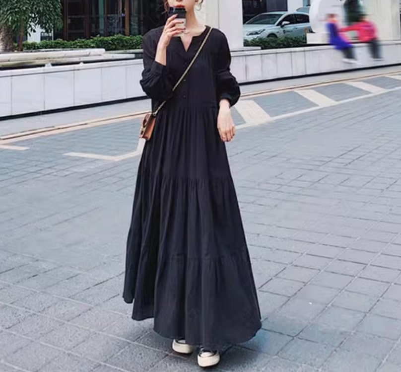 楽天市場】フレア ティアード ワンピース ワンピドレス ロング丈