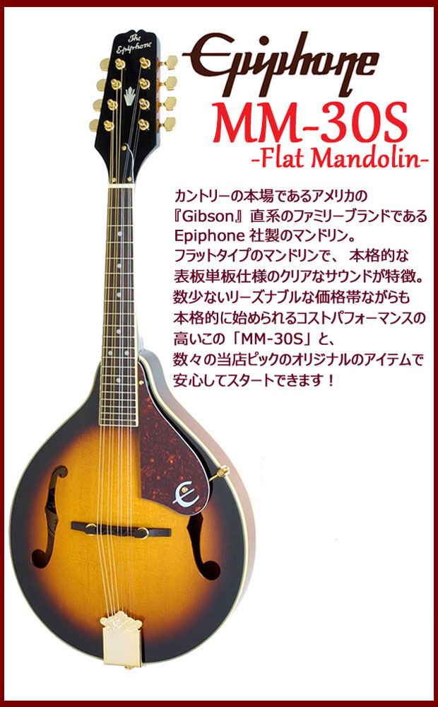 楽天市場】Epiphone エピフォン マンドリン MM-30S フラットマンドリン