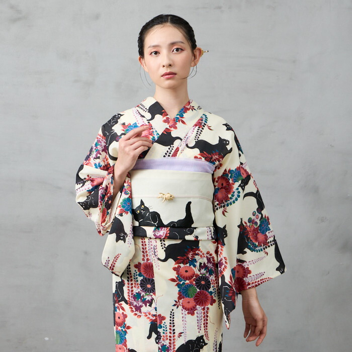 楽天市場】浴衣単品「 夜空猫 」公式 ふりふ 日本製 洗える ゆかた