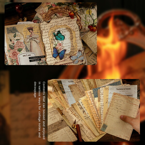 楽天市場】ヴィンテージ ペーパー 100枚綴 海外 デザインペーパー 海外