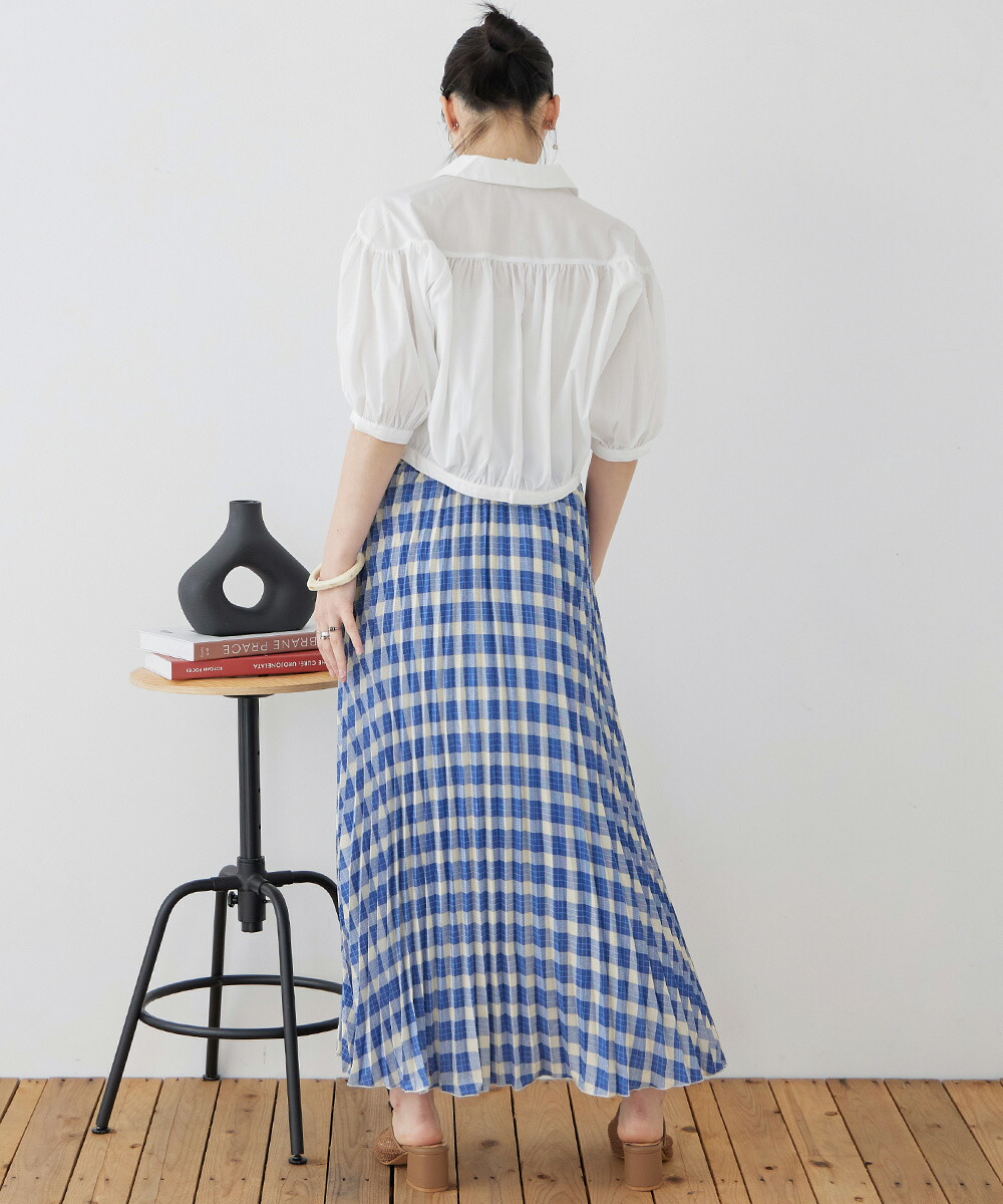 楽天市場】ポプリン チェックプリント プリーツスカート ロング