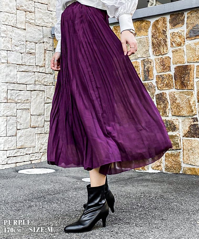 楽天市場】消しプリーツスカート ロング フレア スカート シフォン