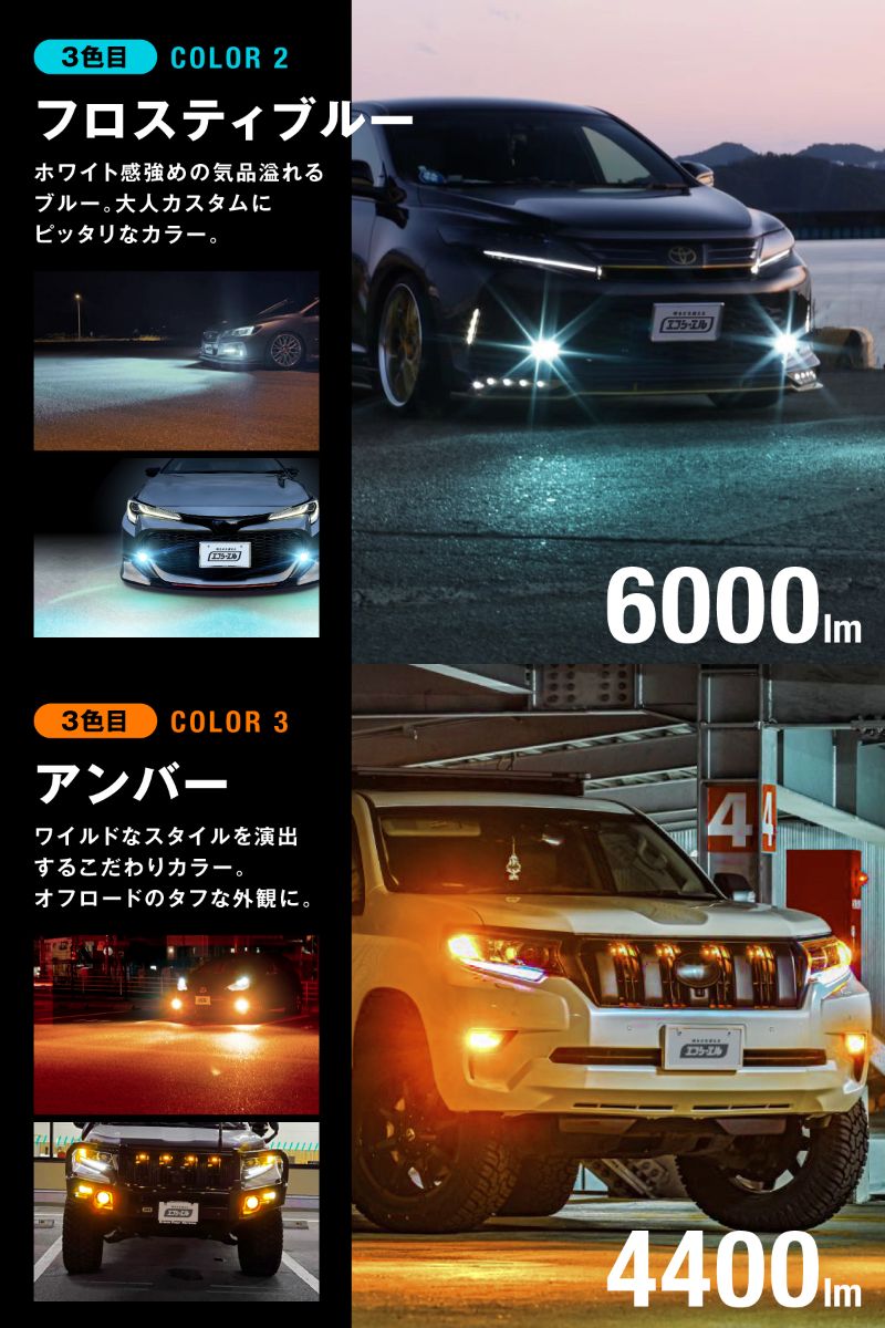 楽天市場】fcl LEDフォグランプ 3色切り替え LED フォグランプ 後付け