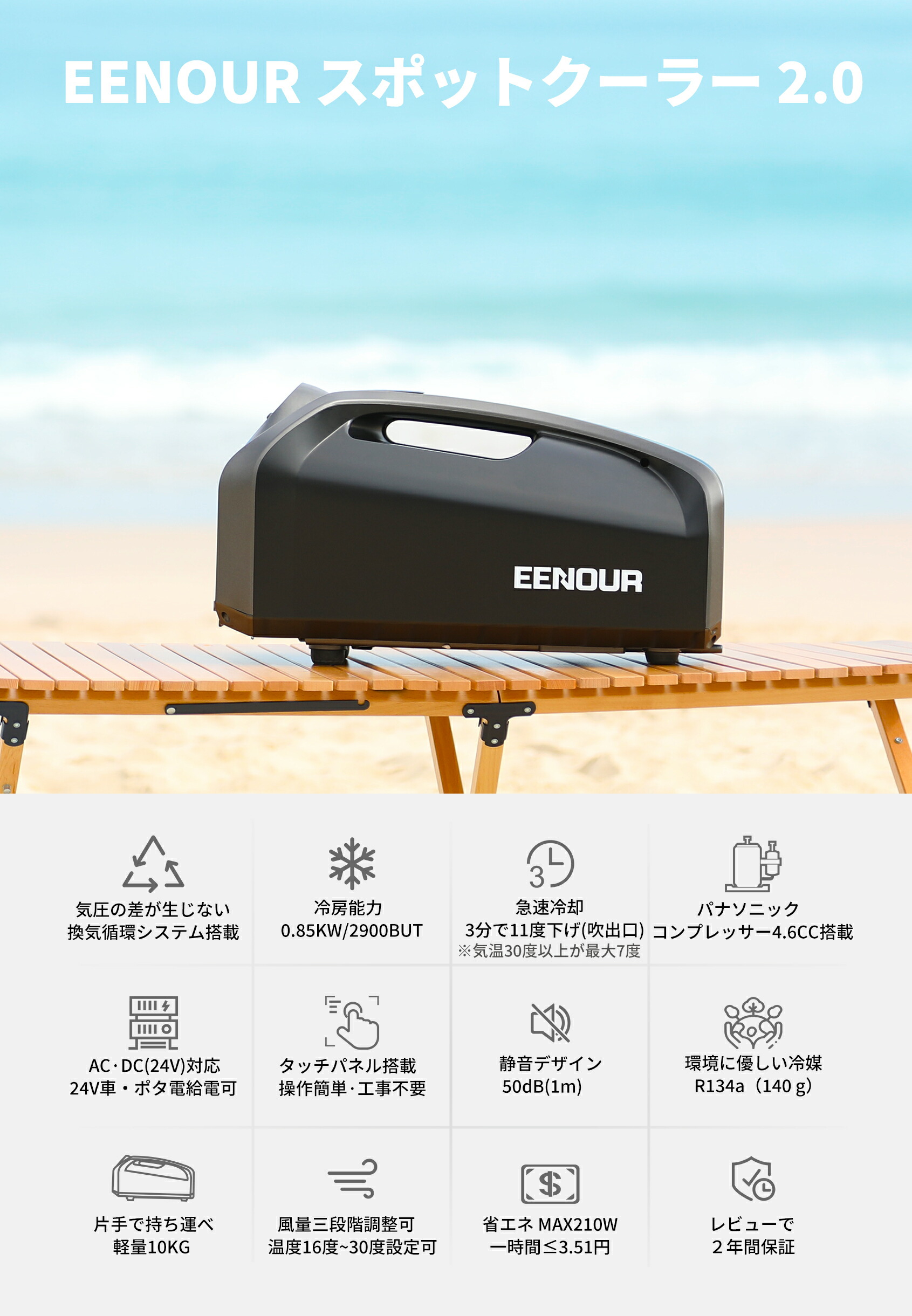 楽天市場】【53％OFFセール】EENOUR スポットクーラー 0.85kW/2900BTU