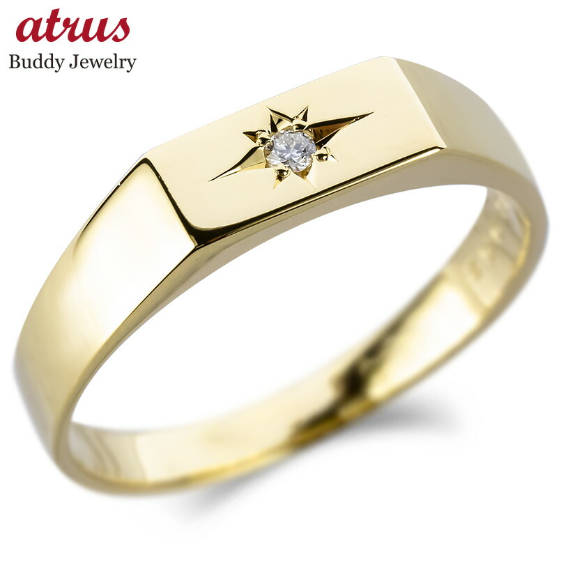 楽天市場】【10%OFFセール】18金 印台 リング ダイヤモンド メンズ