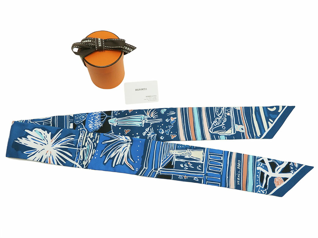 楽天市場】エルメス HERMES スカーフ ツイリー レイユールデテ ブルー