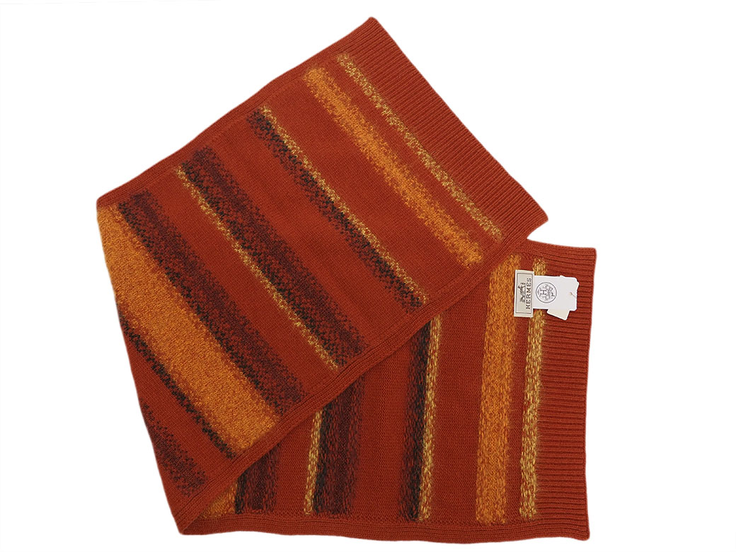 楽天市場】エルメス HERMES マフラー フェードストライプ オレンジ