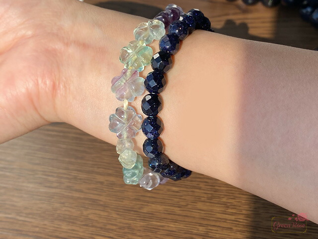 楽天市場】ブルーゴールドストーン 紫金石 多面カット ブレスレット