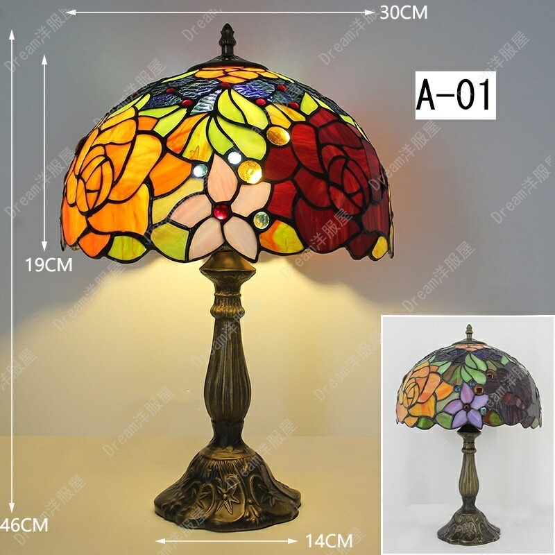 楽天市場】ステンドグラスランプ 直径30CM 高46CM スタンド照明