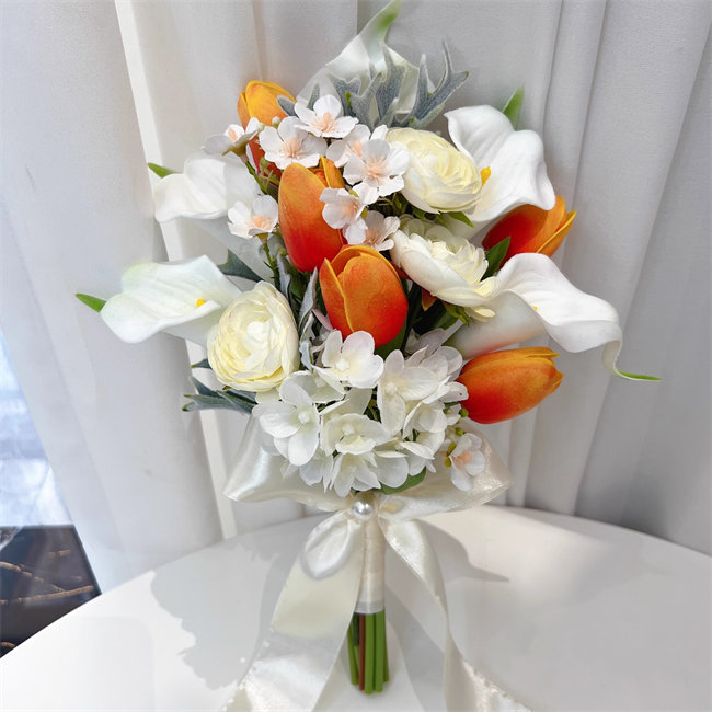 楽天市場】ホワイト+オレンジ カラー 白 花束 ブーケ【ブーケ