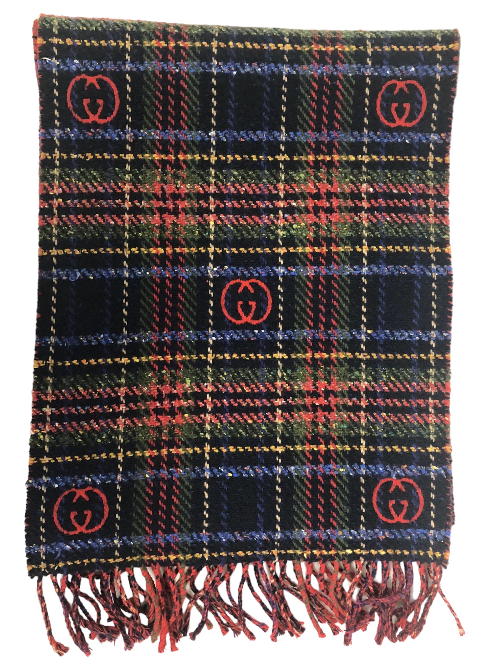 楽天市場】グッチ マフラー チェック レッド ツイード リバーシブル