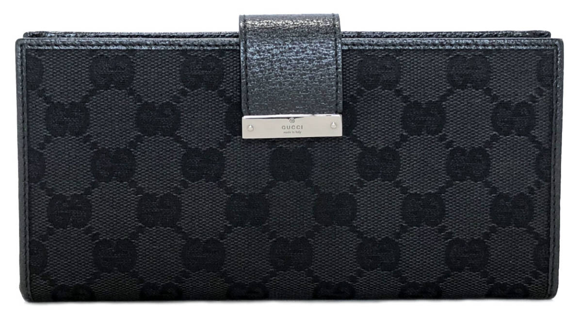 楽天市場】グッチ 長財布 ブラック 黒 GGキャンバス レザー 115093