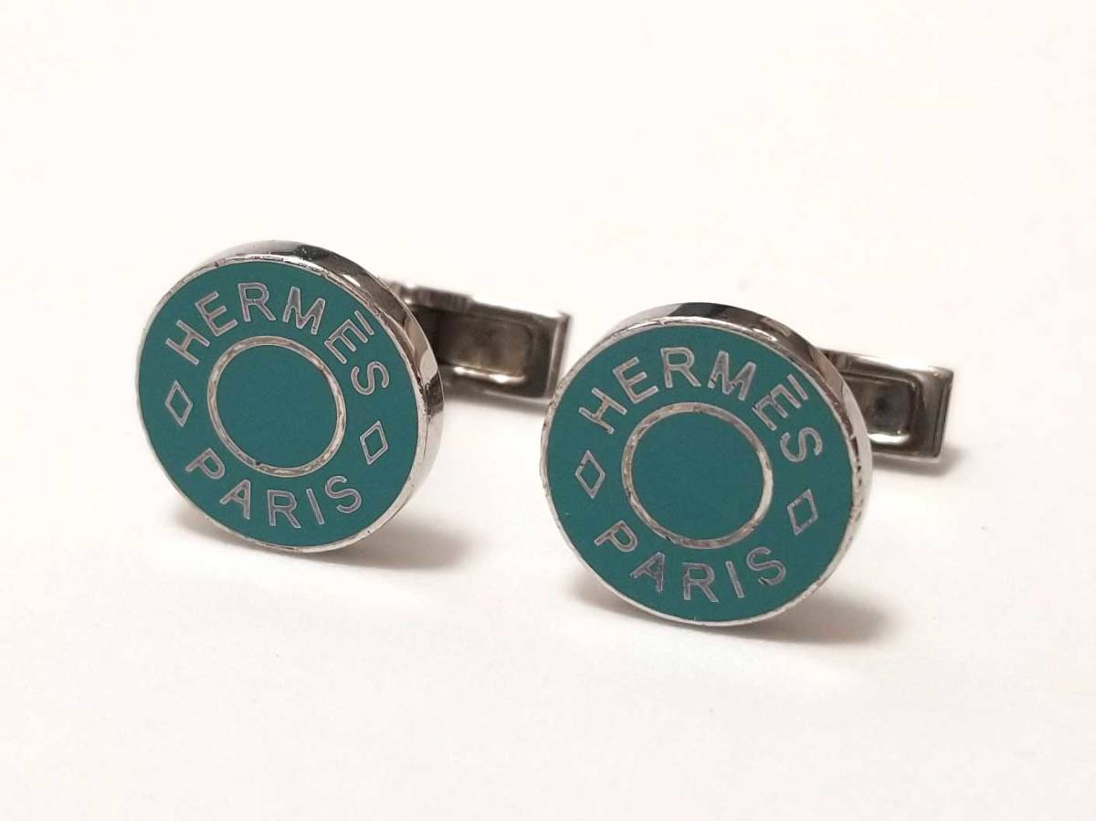 楽天市場】エルメス カフス セリエ シルバー ブルー メタル素材